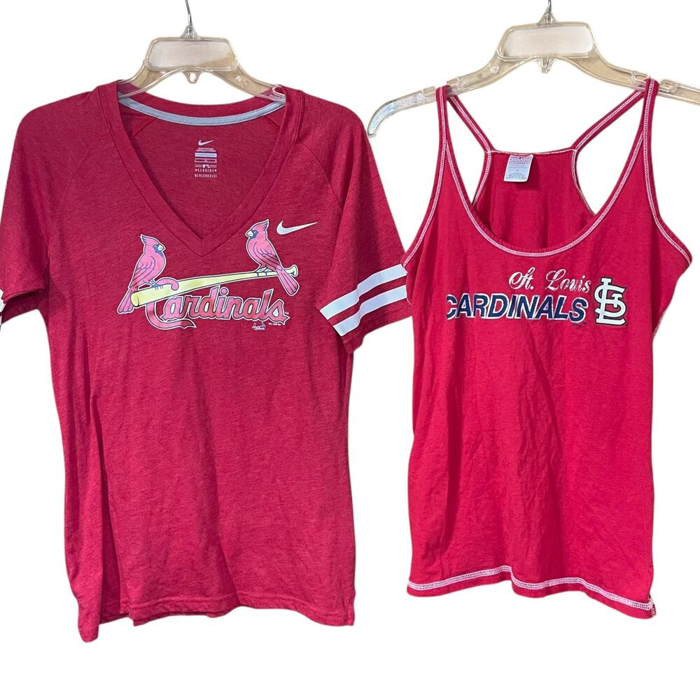 Nike St Louis Cardinals Women’s 2pc Set Large Shirt Tank Top MLB Red V Neck